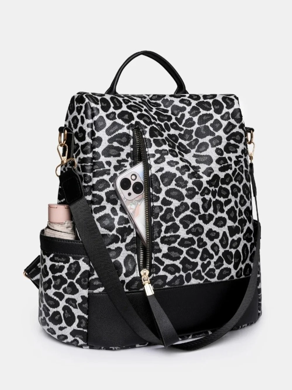 Each BRAND NEW NEVER WORN Leopard Convertible Backpack Tote Purse Beige OR Black